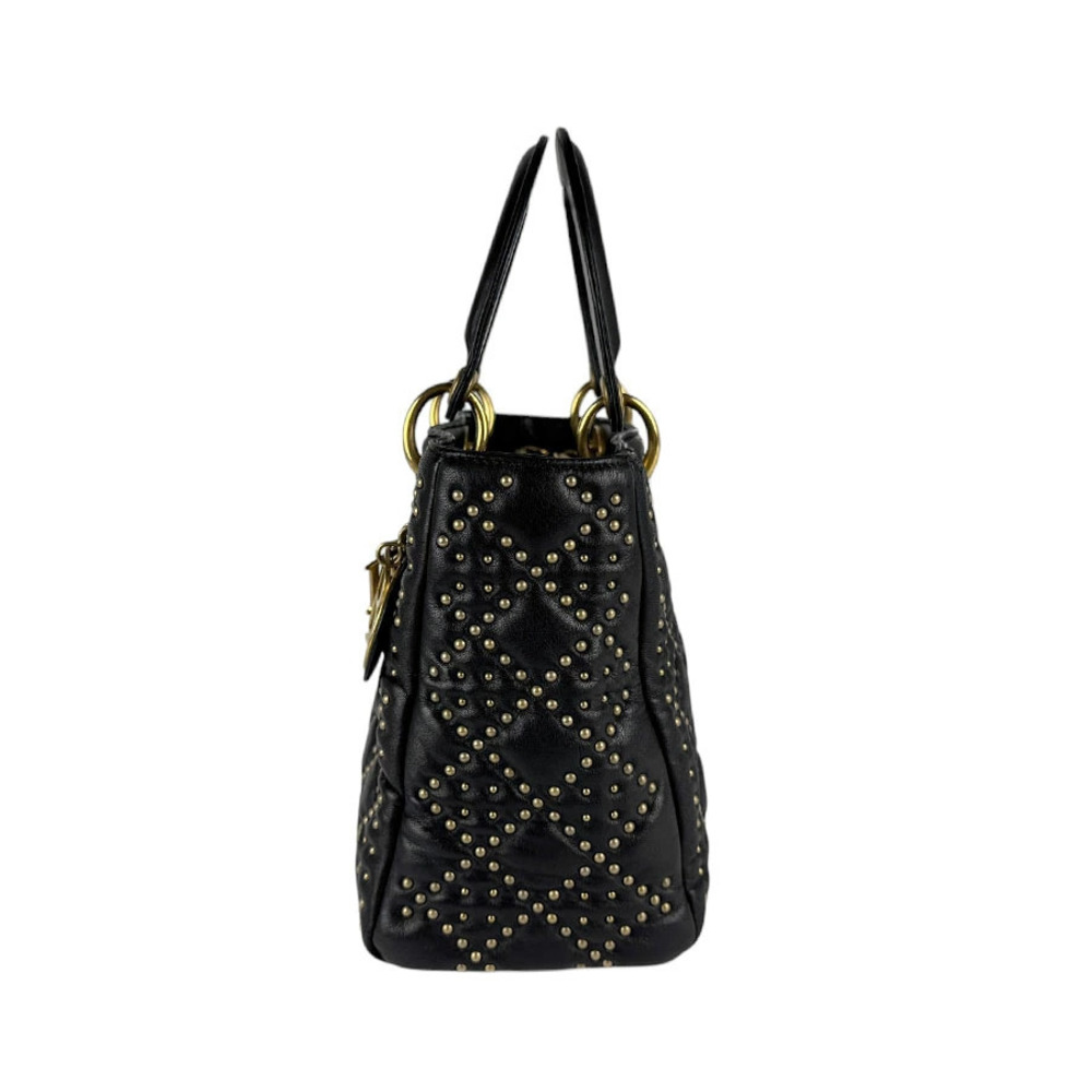 Dior  leather Bag 2way Shoulder Lady metal Black Christian